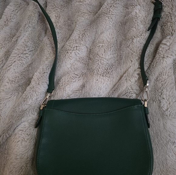 Kate Spade Blake Saddlebag Pebbled Leather Crossbody In Forest Green. Never Used - Picture 7 of 14